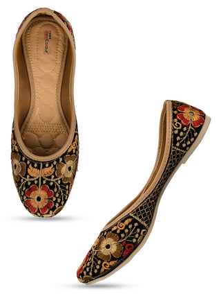 Desi Colour Women Indian Ethnic Footwear-Black Thread Work 1 - Distacart