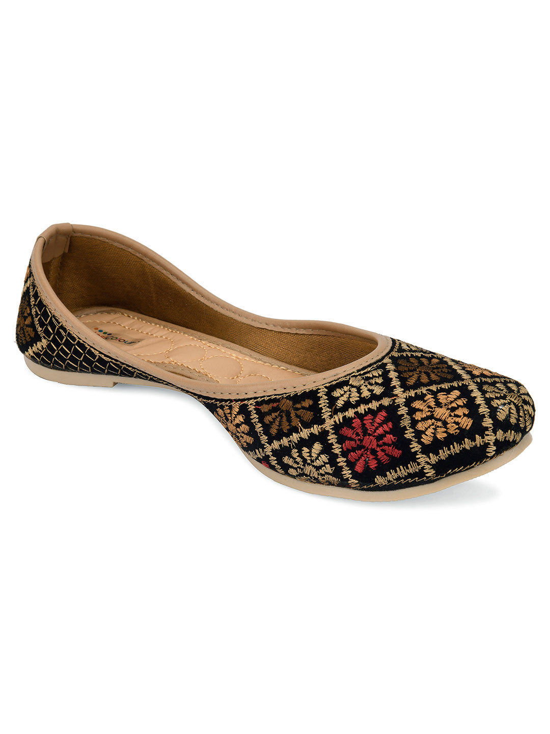 Desi Colour Women Indian Ethnic Footwear-Black Thread Work 2 - Distacart