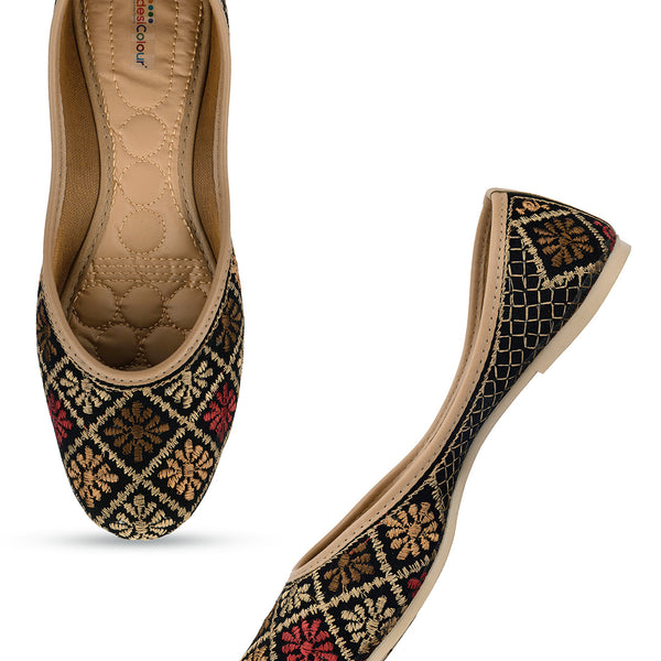 Desi Colour Women Indian Ethnic Footwear-Black Thread Work 2 - Distacart