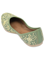 Thumbnail for Desi Colour Women Indian Ethnic Footwear-Cushioned Green Embroidered - Distacart