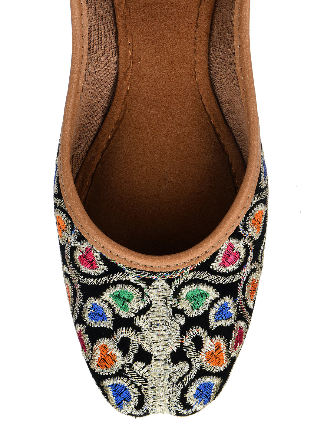 Desi Colour Women Indian Ethnic Footwear-Black Multi Floral - Distacart