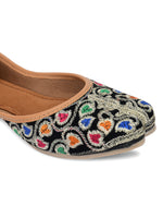Thumbnail for Desi Colour Women Indian Ethnic Footwear-Black Multi Floral - Distacart