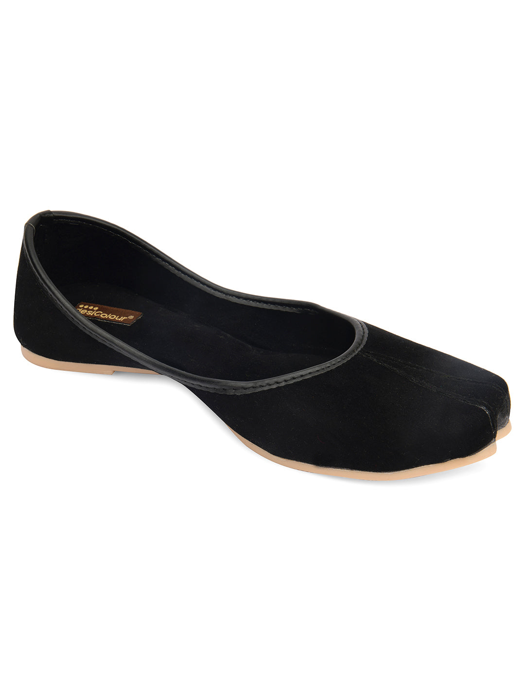 Desi Colour Women Indian Ethnic Footwear-Basic Suede -Black - Distacart