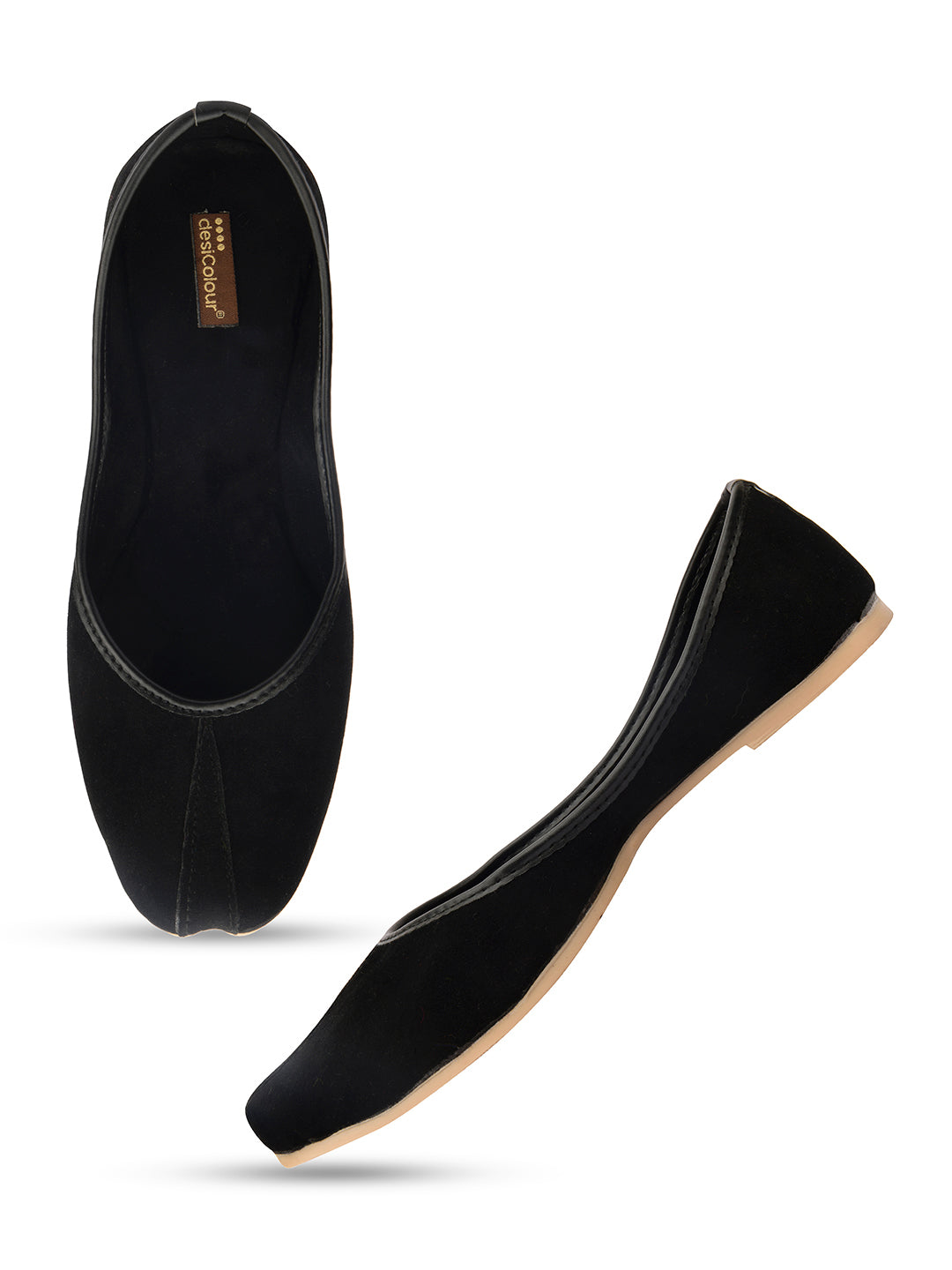 Desi Colour Women Indian Ethnic Footwear-Basic Suede -Black - Distacart