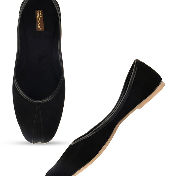 Desi Colour Women Indian Ethnic Footwear-Basic Suede -Black - Distacart