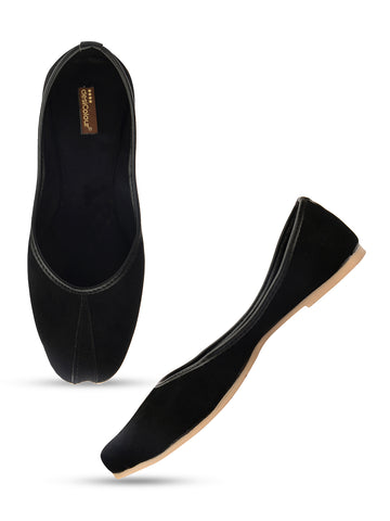 Desi Colour Women Indian Ethnic Footwear-Basic Suede -Black - Distacart