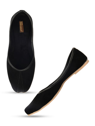 Desi Colour Women Indian Ethnic Footwear-Basic Suede -Black - Distacart