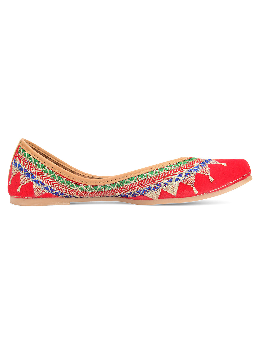 Desi Colour Women Indian Ethnic Footwear-Embroidered Red Zari - Distacart