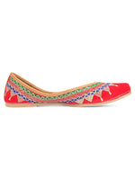 Thumbnail for Desi Colour Women Indian Ethnic Footwear-Embroidered Red Zari - Distacart