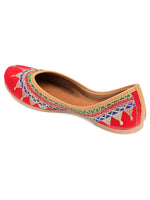 Thumbnail for Desi Colour Women Indian Ethnic Footwear-Embroidered Red Zari - Distacart