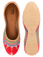 Thumbnail for Desi Colour Women Indian Ethnic Footwear-Embroidered Red Zari - Distacart