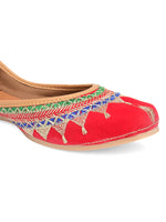 Thumbnail for Desi Colour Women Indian Ethnic Footwear-Embroidered Red Zari - Distacart