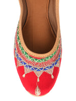 Thumbnail for Desi Colour Women Indian Ethnic Footwear-Embroidered Red Zari - Distacart