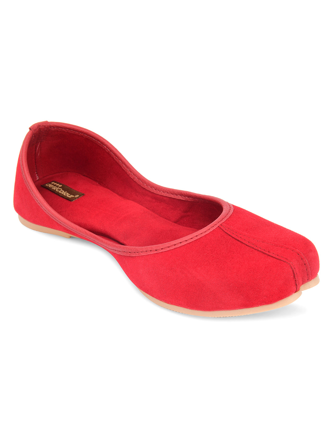 Desi Colour Women Indian Ethnic Footwear-Basic Suede -Red - Distacart