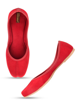 Desi Colour Women Indian Ethnic Footwear-Basic Suede -Red - Distacart