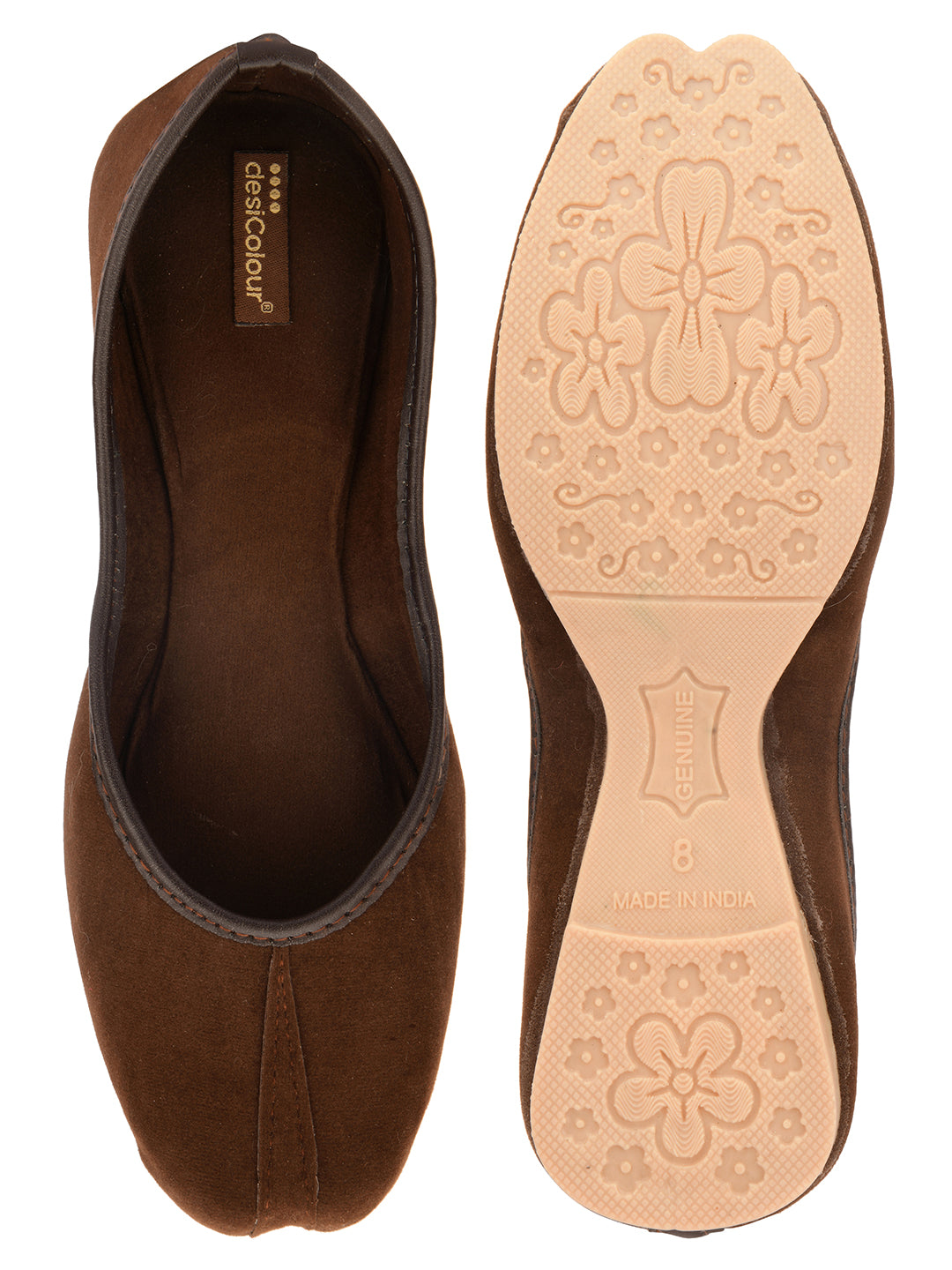 Desi Colour Women Indian Ethnic Footwear-Basic Suede -Brown - Distacart