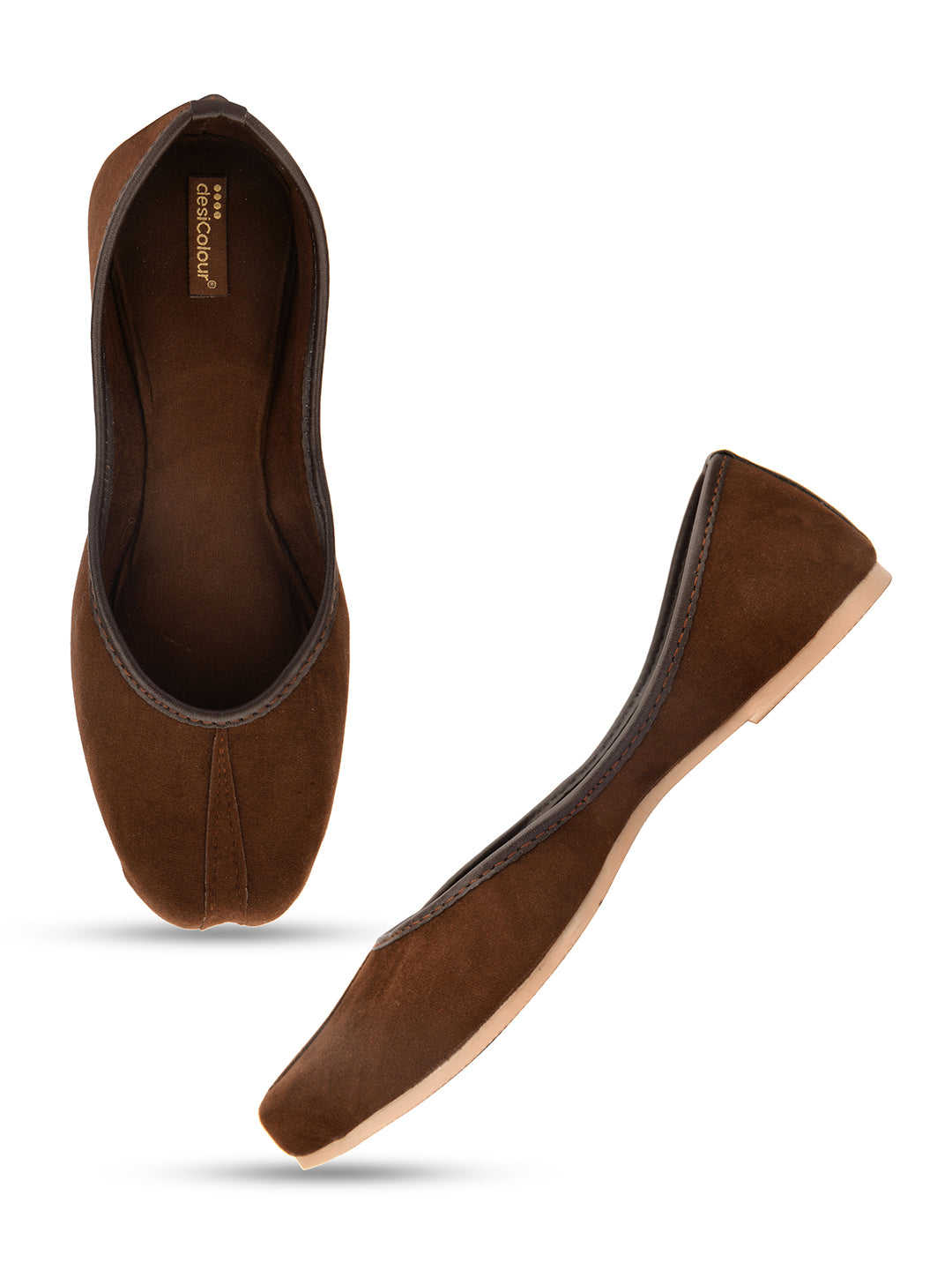 Desi Colour Women Indian Ethnic Footwear-Basic Suede -Brown - Distacart