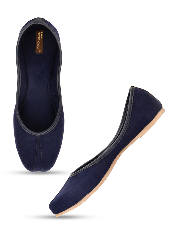 Desi Colour Women Indian Ethnic Footwear-Basic Suede -Blue - Distacart