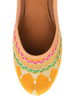 Thumbnail for Desi Colour Women Indian Ethnic Footwear-Embroidered Mustard Zari - Distacart