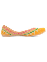 Thumbnail for Desi Colour Women Indian Ethnic Footwear-Embroidered Mustard Zari - Distacart