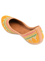 Thumbnail for Desi Colour Women Indian Ethnic Footwear-Embroidered Mustard Zari - Distacart