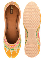 Thumbnail for Desi Colour Women Indian Ethnic Footwear-Embroidered Mustard Zari - Distacart