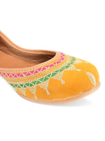 Thumbnail for Desi Colour Women Indian Ethnic Footwear-Embroidered Mustard Zari - Distacart