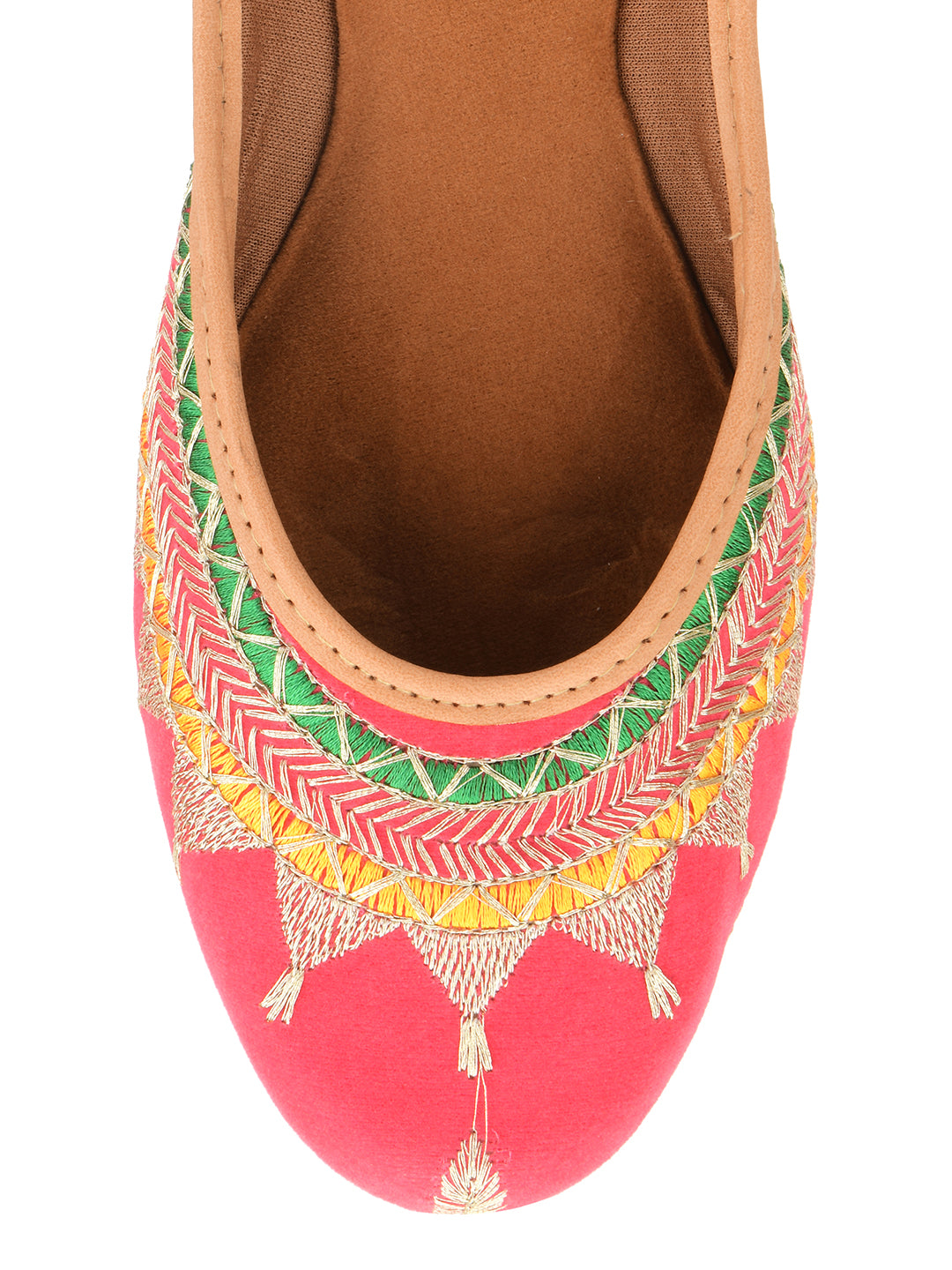 Desi Colour Women Indian Ethnic Footwear-New Mid Range- Pink Zari - Distacart