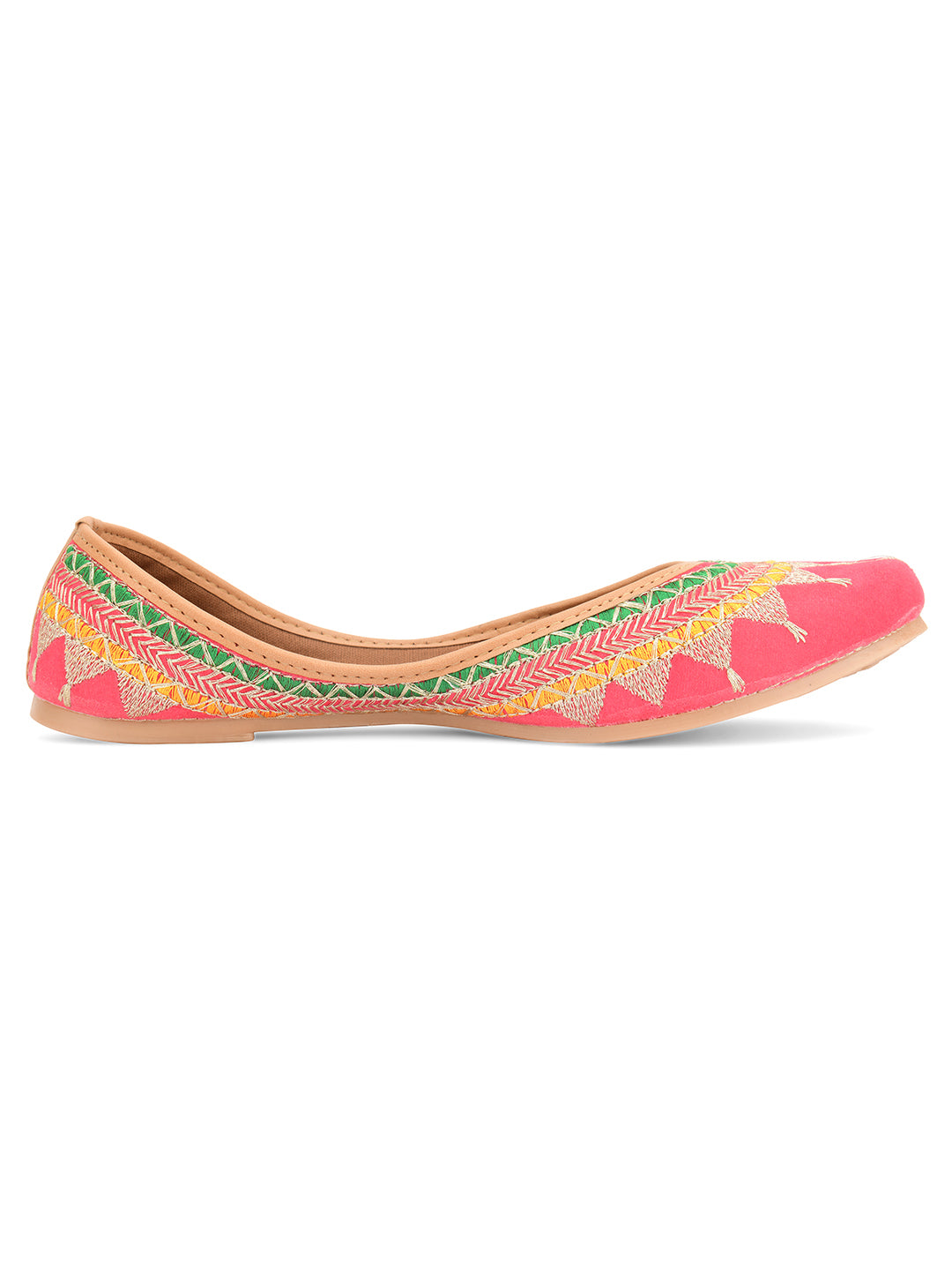 Desi Colour Women Indian Ethnic Footwear-New Mid Range- Pink Zari - Distacart