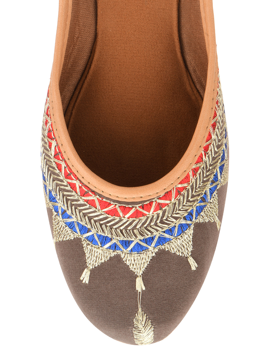 Desi Colour Women Indian Ethnic Footwear-Embroidered Grey Zari - Distacart