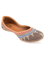Thumbnail for Desi Colour Women Indian Ethnic Footwear-Embroidered Grey Zari - Distacart