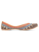 Thumbnail for Desi Colour Women Indian Ethnic Footwear-Embroidered Grey Zari - Distacart