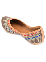Thumbnail for Desi Colour Women Indian Ethnic Footwear-Embroidered Grey Zari - Distacart