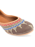 Thumbnail for Desi Colour Women Indian Ethnic Footwear-Embroidered Grey Zari - Distacart