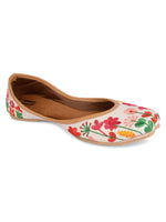 Thumbnail for Desi Colour Women Indian Ethnic Footwear-Embellished White Forest Mojari - Distacart