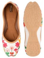 Thumbnail for Desi Colour Women Indian Ethnic Footwear-Embellished White Forest Mojari - Distacart