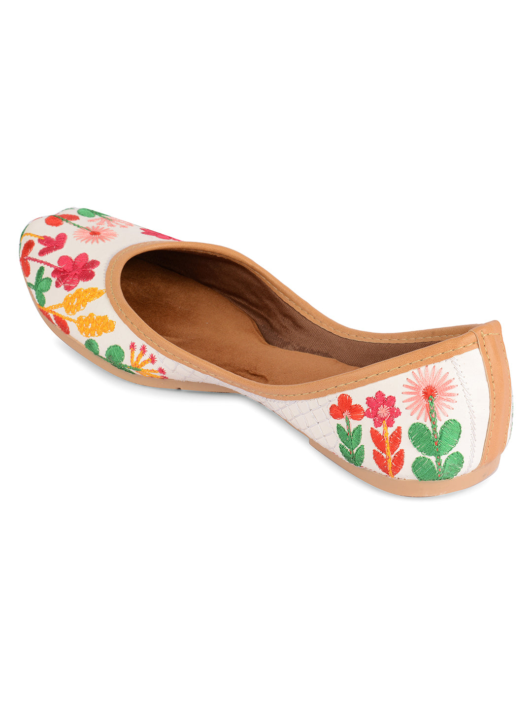 Desi Colour Women Indian Ethnic Footwear-Embellished White Forest Mojari - Distacart