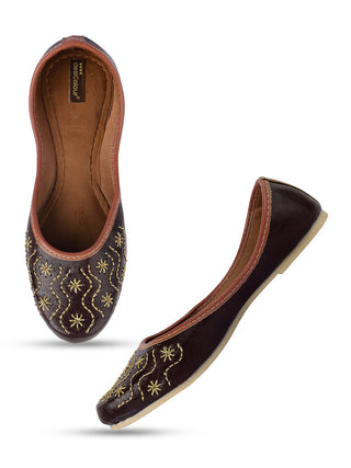 Desi Colour Women Indian Ethnic Footwear-Traditional Dark Brown Polish - Distacart