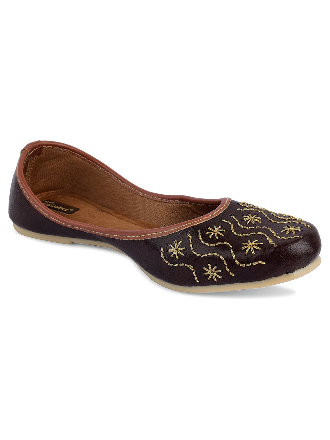 Desi Colour Women Indian Ethnic Footwear-Traditional Dark Brown Polish - Distacart