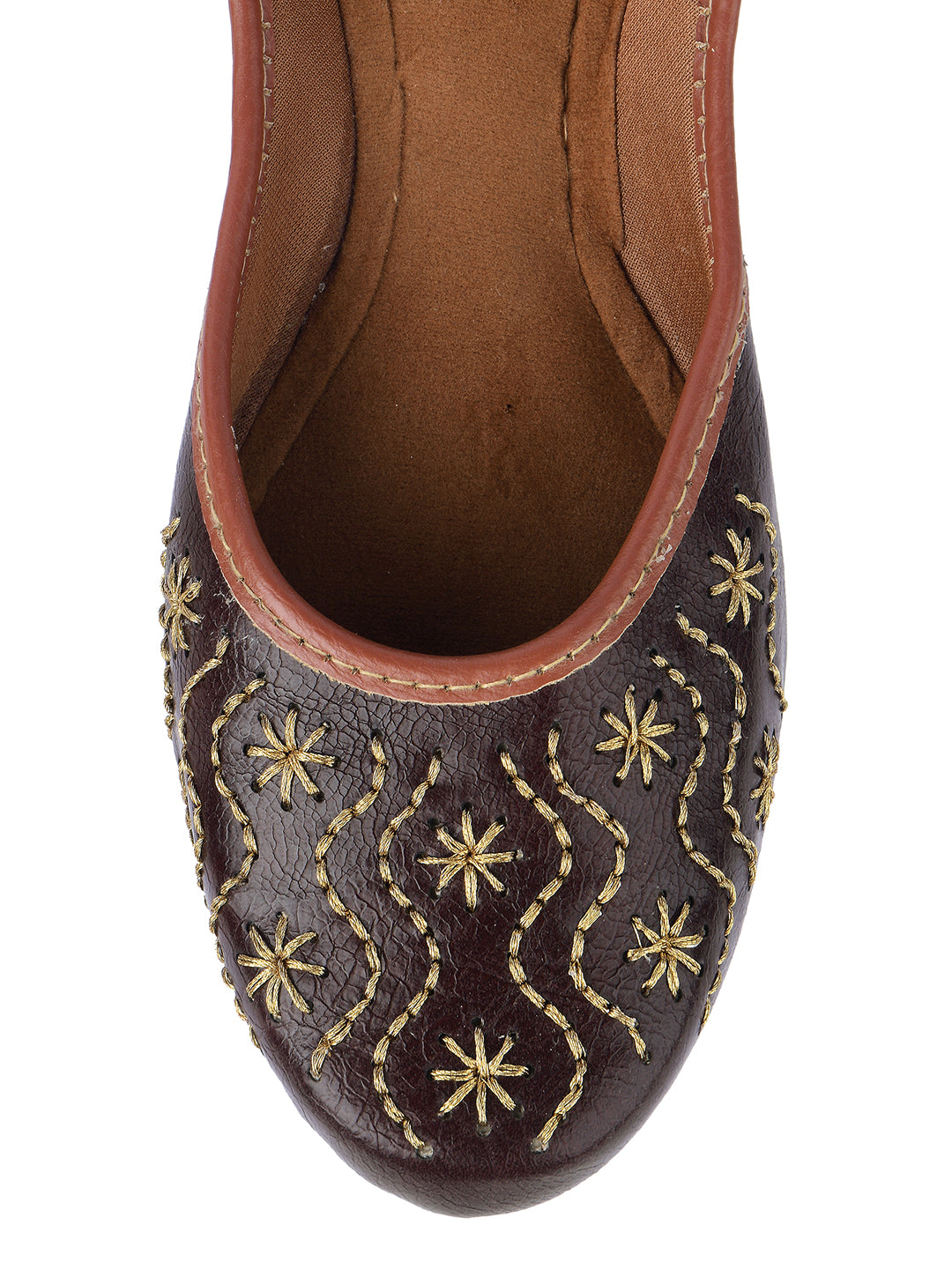Desi Colour Women Indian Ethnic Footwear-Traditional Dark Brown Polish - Distacart
