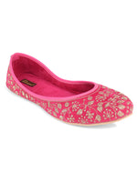 Thumbnail for Desi Colour Women Indian Ethnic Footwear-Cushioned Pink Emb - Distacart