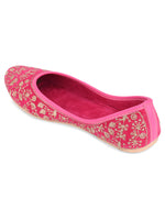 Thumbnail for Desi Colour Women Indian Ethnic Footwear-Cushioned Pink Emb - Distacart