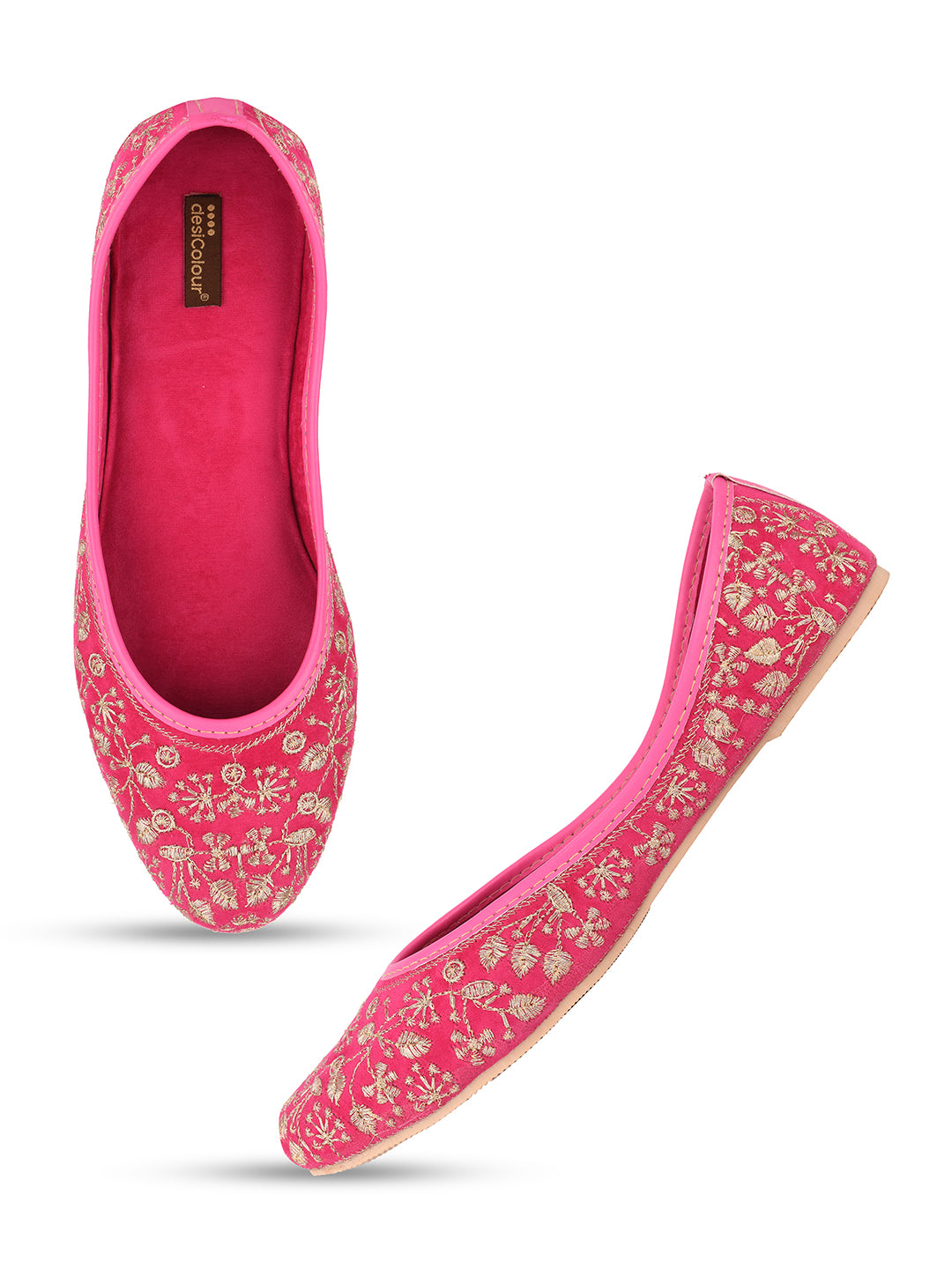 Desi Colour Women Indian Ethnic Footwear-Cushioned Pink Emb - Distacart