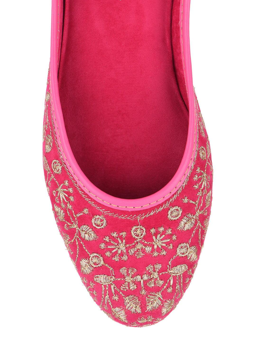 Desi Colour Women Indian Ethnic Footwear-Cushioned Pink Emb - Distacart