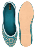 Thumbnail for Desi Colour Women Indian Ethnic Footwear-Cushioned Green Emb - Distacart