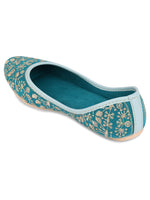 Thumbnail for Desi Colour Women Indian Ethnic Footwear-Cushioned Green Emb - Distacart