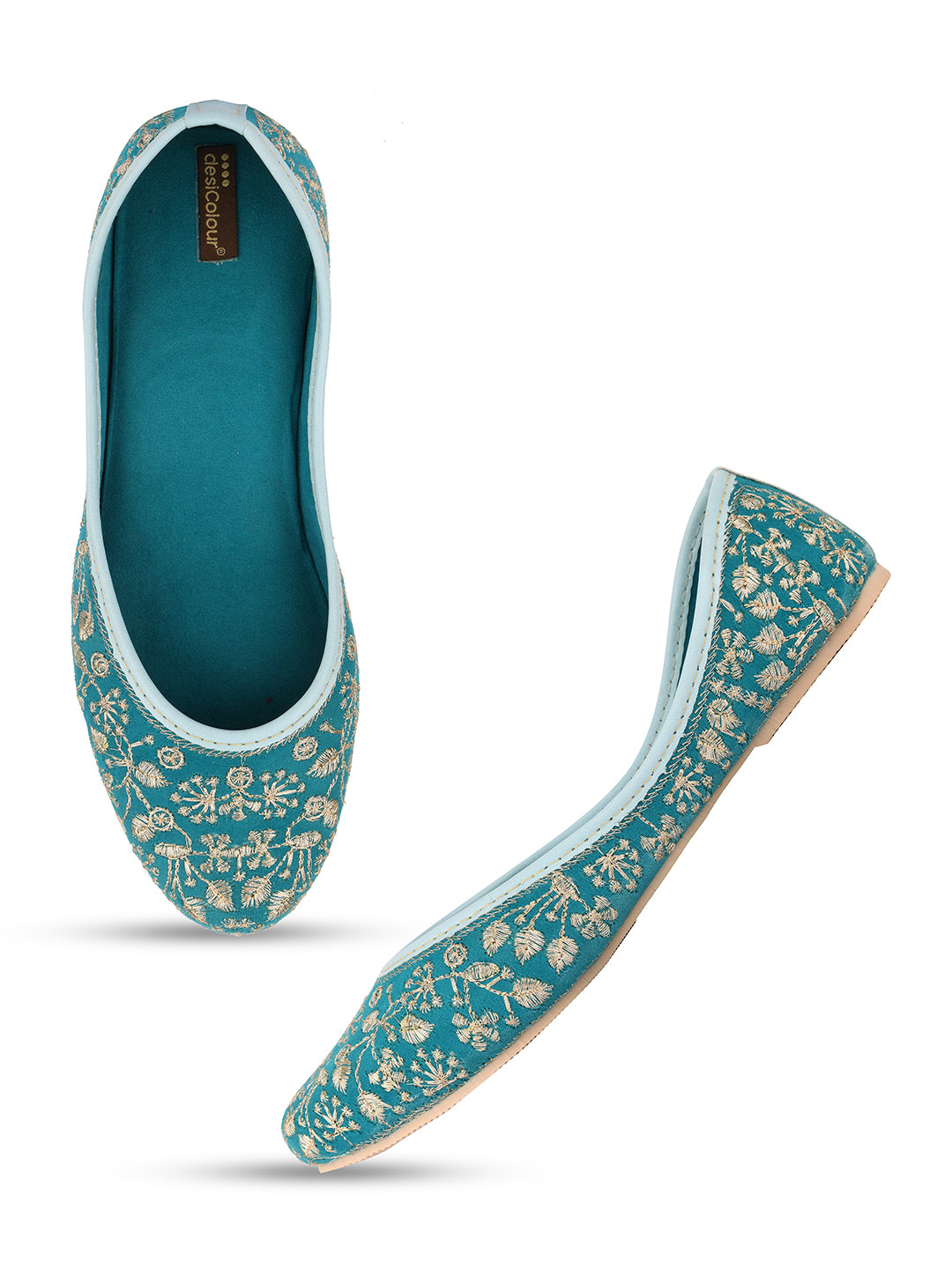 Desi Colour Women Indian Ethnic Footwear-Cushioned Green Emb - Distacart