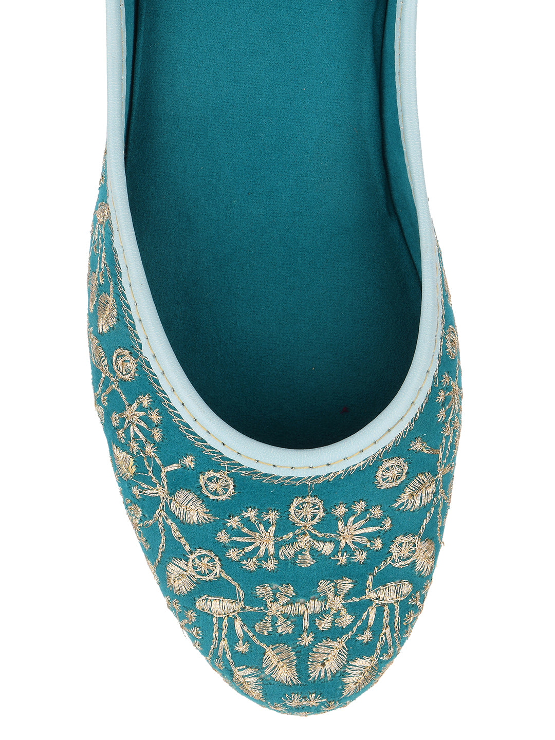 Desi Colour Women Indian Ethnic Footwear-Cushioned Green Emb - Distacart