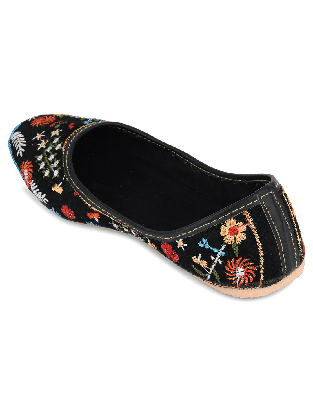 Desi Colour Women Indian Ethnic Footwear-Black Heavy Work-LR - Distacart