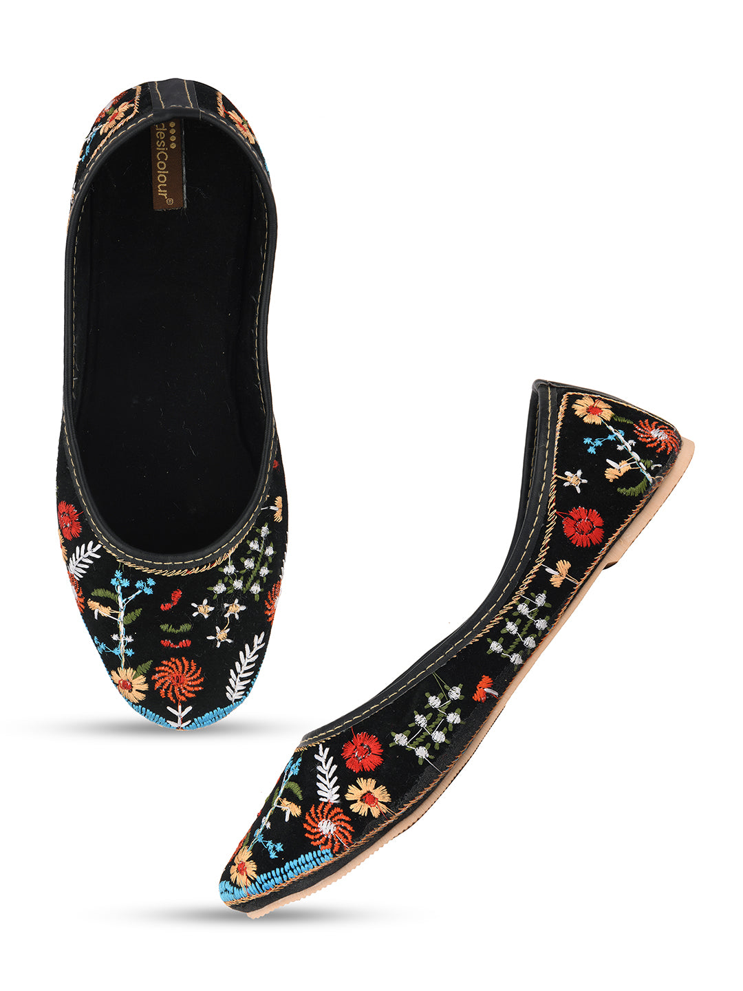 Desi Colour Women Indian Ethnic Footwear-Black Heavy Work-LR - Distacart